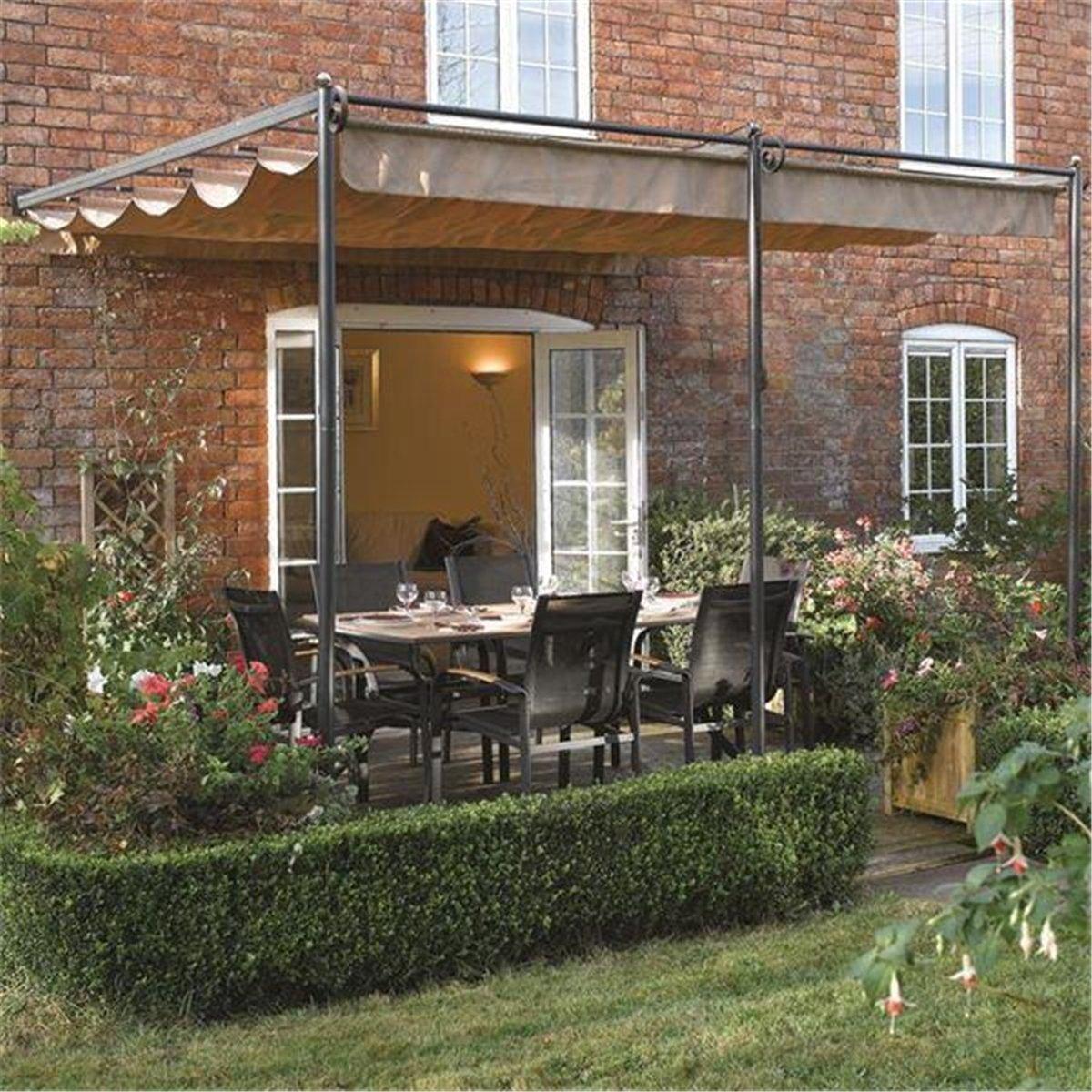 Gunmetal Wall-Mounted Retractable Canopy